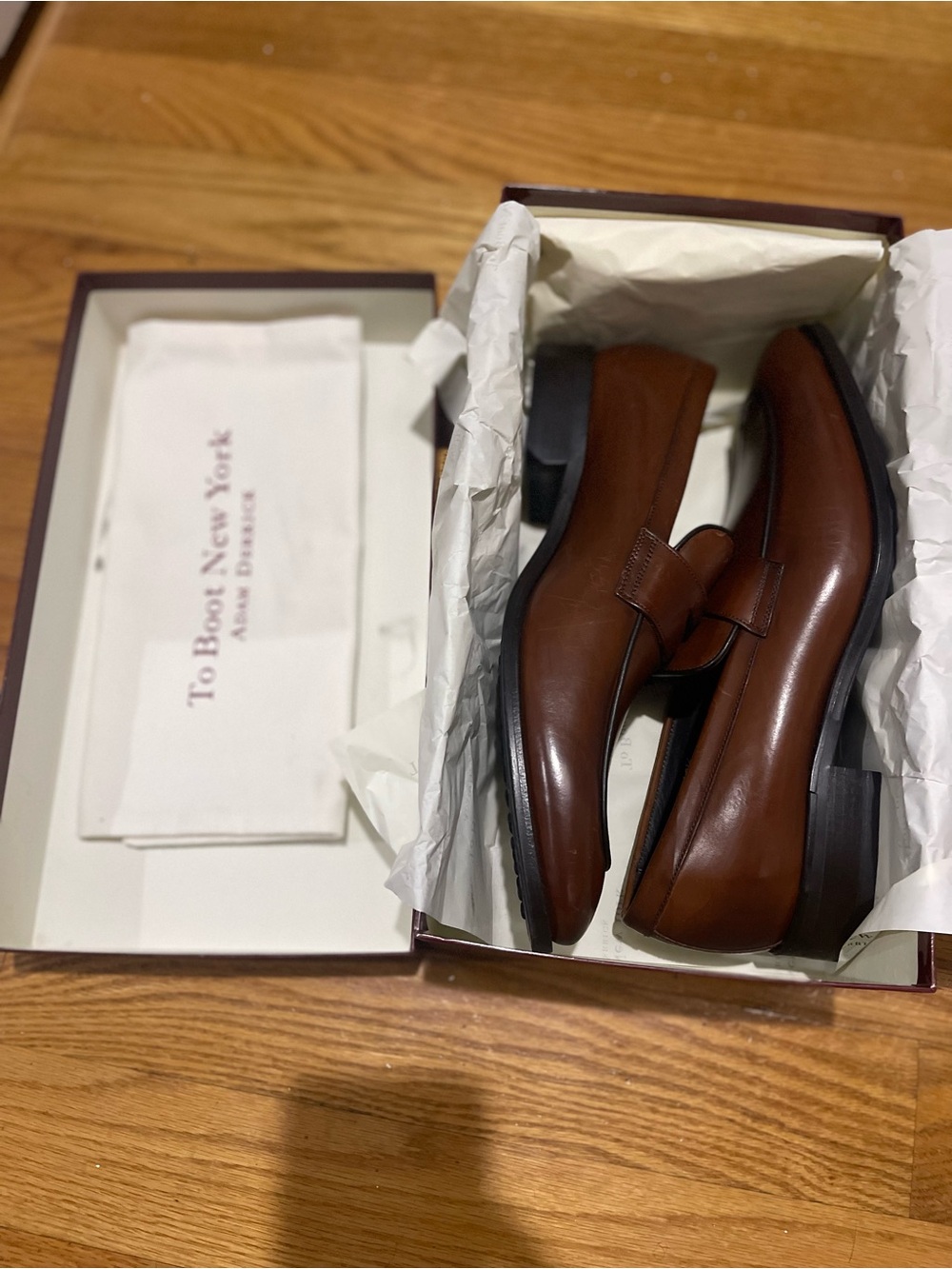 NWT To Boot NY Men's Brown Leather Slip-On Loafers Sz 10.5